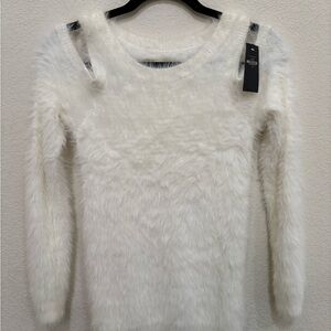 Hollister Fuzzy Off-the-Shoulder Cream Sweater